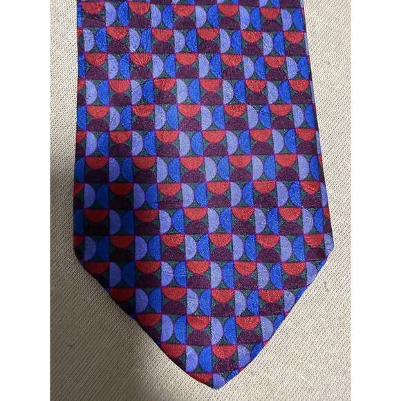 Stefano Ricci per Napoleon Tie Mens One Size Blue Red Geometric Silk Made Italy - Picture 1 of 11